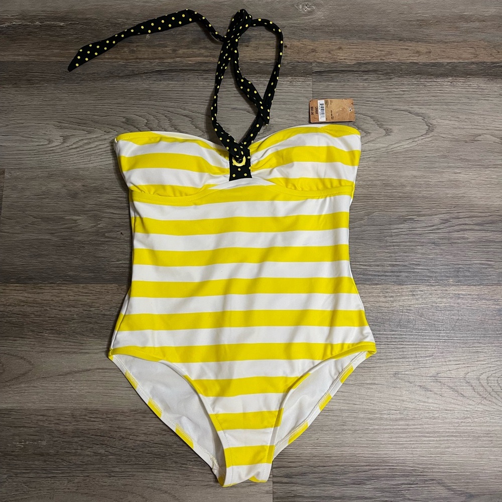 Arizona Jean Company Yellow and White Striped One Piece